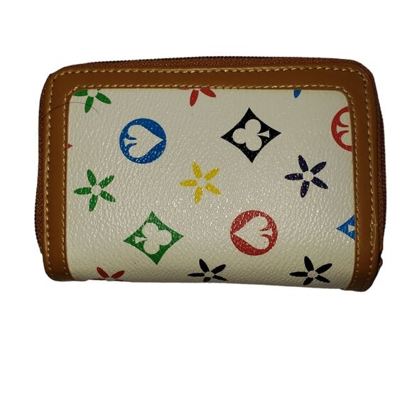 RIDALMODA White & Brown Wallet – Compact 3.5x5.5" Card Holder, Logo Detail - Picture 2 of 6